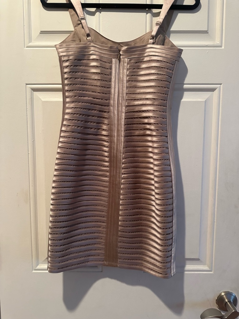 BCBGMaxAzria Metallic Taupe Strappy Mini Dress - Picture 12 of 15
